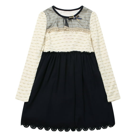 Richie House Girls' Long sleeve T-shirt with Lace Collar RH1272