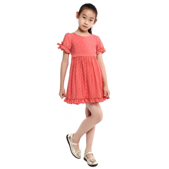 Richie House Girls' Lovely Dress with Belt to Adjust at Waist RH2638