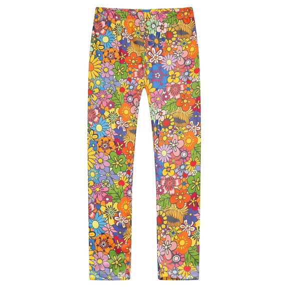 Richie House Girls Multi Color Floral Patterned Stretch Pants 6/7