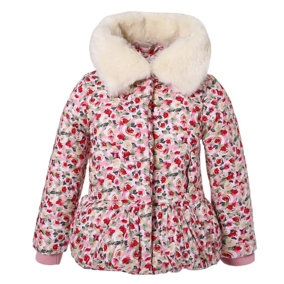 Richie House Girls' Padding Jacket with Fake Fur Hood RH1346