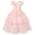 thumbnail image 1 of Richie House Girls' Pink Multilayered Gown with Rosettes and Pearl Accents RH0941-A-5/6, 1 of 1
