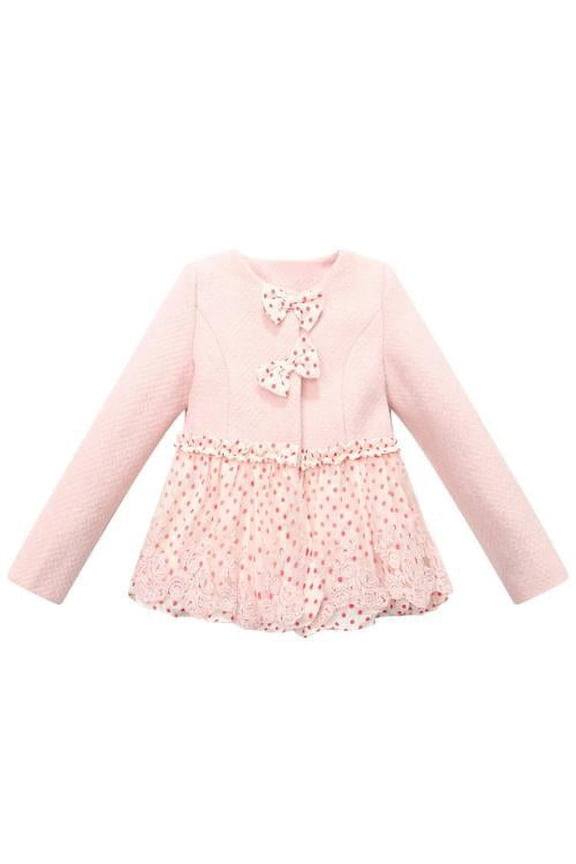 Girls Pink Sweet Bow Overcoat 10