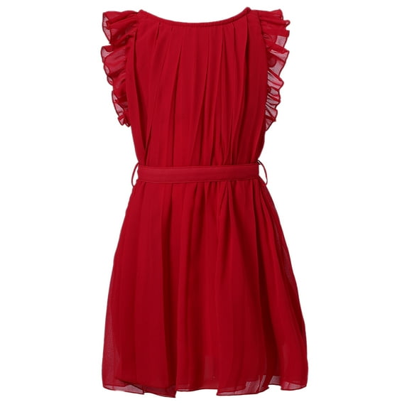 Richie House Girls' Pleated Dress With Ruffled Sleeve RH0984