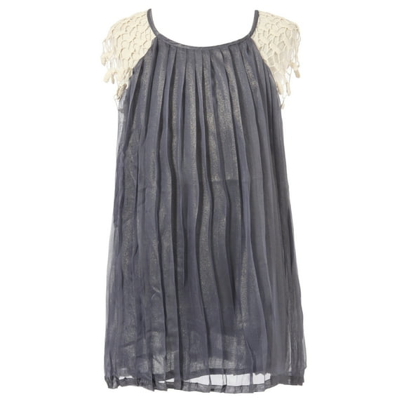 Richie House Girls' Pleated Dress with Lace Sleeve RH1793