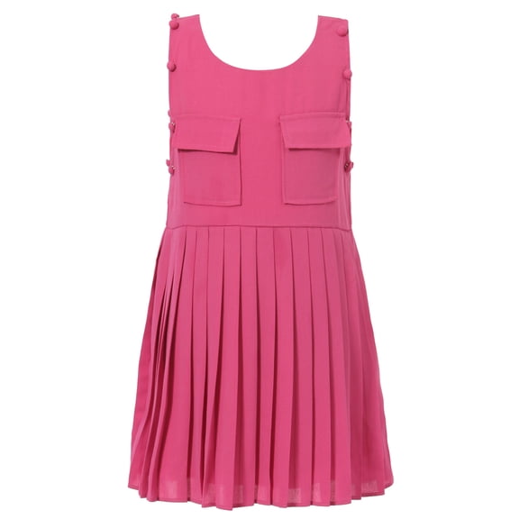 Richie House Girls' Pleated Sundress with Two Pockets and Buttons RH0967