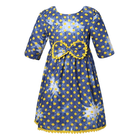 Richie House Girls' Polka Dot Dress with Bow RH1448