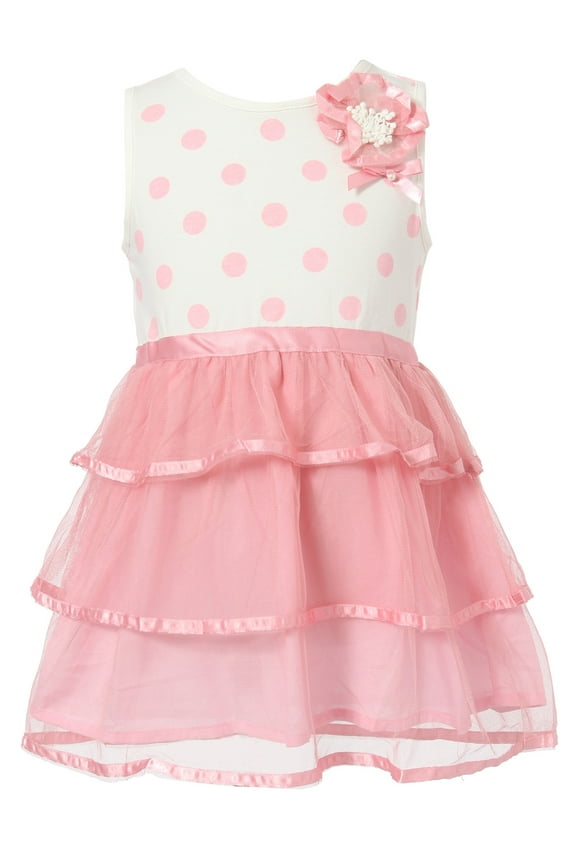 Girls' Polka Dot Dress with Layered Bottoms RH1628