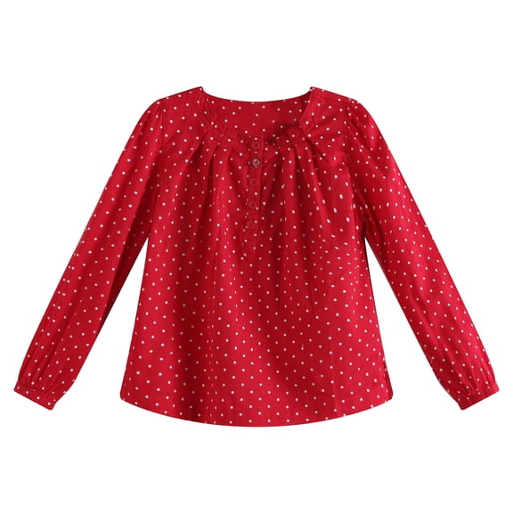Richie House Girls' Polka Dot Top with Matching Buttons RH1834