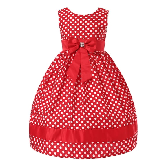 Richie House Girls' Polka Dotted Dress with Bow RH0795-11/12