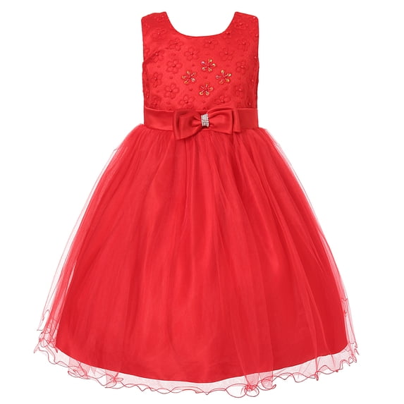 Richie House Girls' Princess Dress with Mesh and Bow RH1935