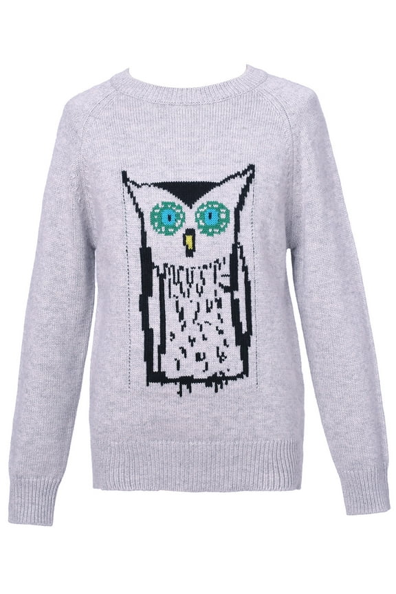 Girls' Pullover Sweater with Owl Artwork RH1952
