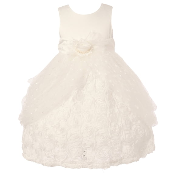 Richie House Girls' Rose Gown with Spangled Tulle and Pearl Accents RH0943