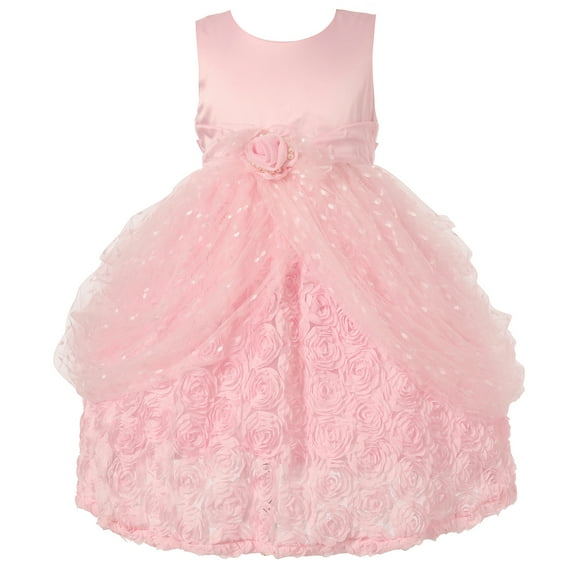 Richie House Girls' Rose Gown with Spangled Tulle and Pearl Accents RH0943
