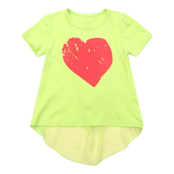Richie House Girls' Short sSleeve with Heart-shaped Print RH1546