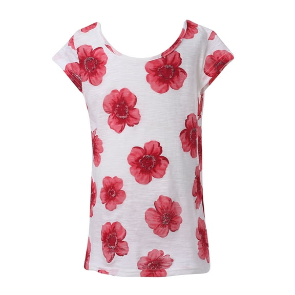 Richie House Girls' Short sleeve T-shirt with flowers RH2205