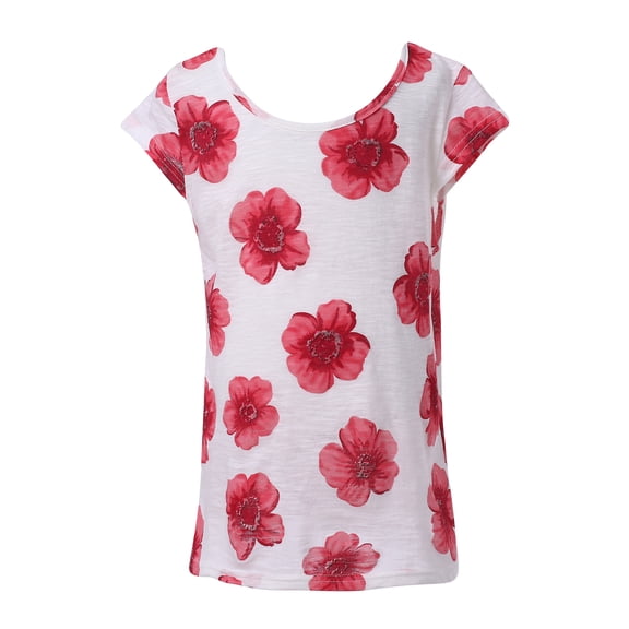 Richie House Girls' Short sleeve T-shirt with flowers RH2205