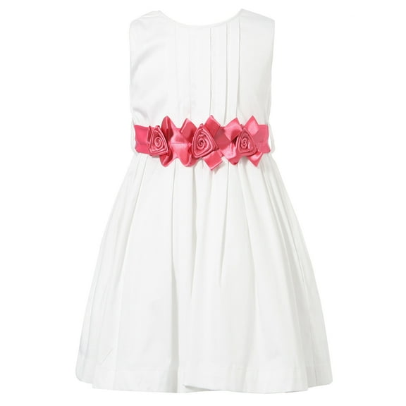 Richie House Girls' Sleeveless Dress with Assembled Flowers at Waist RH1885