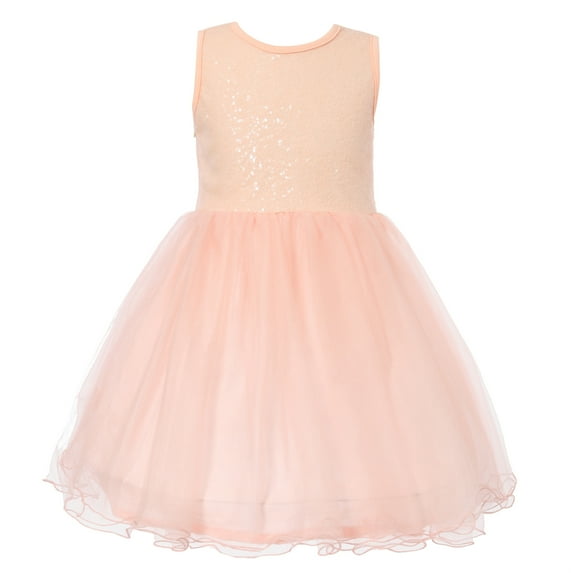 Richie House Girls' Sleeveless Dress with Sequin Embroidery RH1515