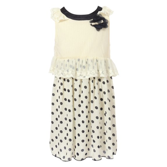 Richie House Girls' Sleeveless Sweet Dress with Polka Dot Bottom RH1599