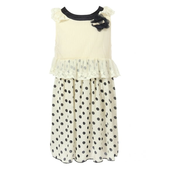 Richie House Girls' Sleeveless Sweet Dress with Polka Dot Bottom RH1599