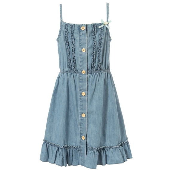 Richie House Girls' Slip Dress with Buttons and Elastic Waist RH1814