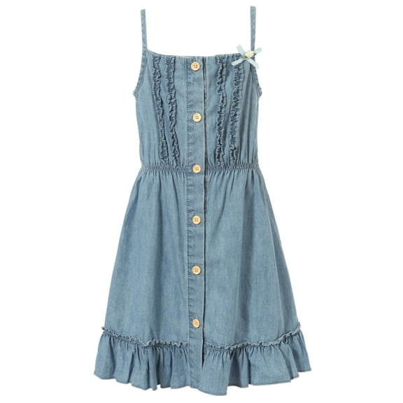 Richie House Girls' Slip Dress with Buttons and Elastic Waist RH1814
