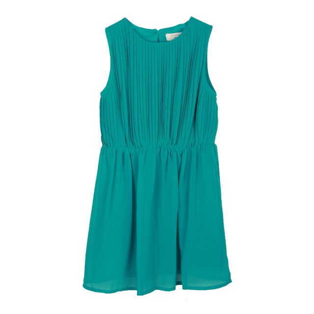 Richie House Girls' Soft Pleated Turquoise Dress RH0604