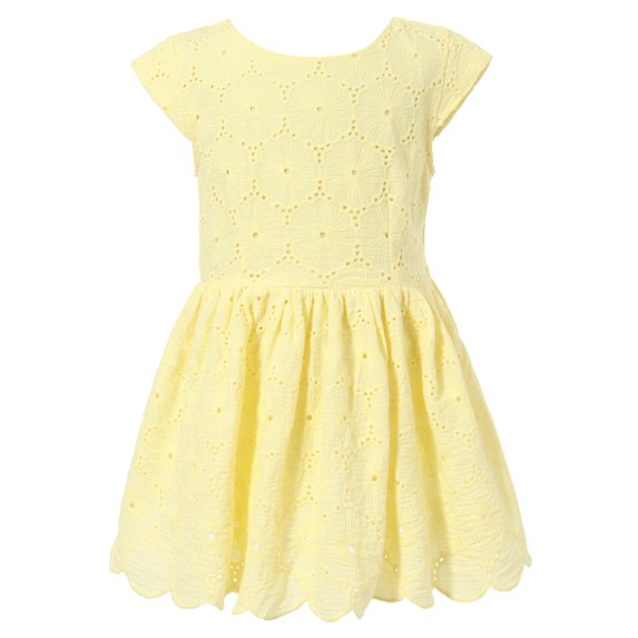 Richie House Girls' Solid Sweet Dress with Embroidery RH1848-A-4/5