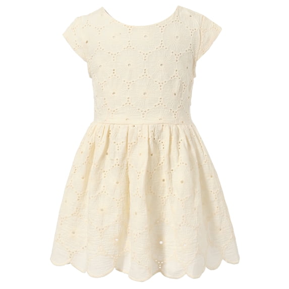 Richie House Girls' Solid Sweet Dress with Embroidery RH1848