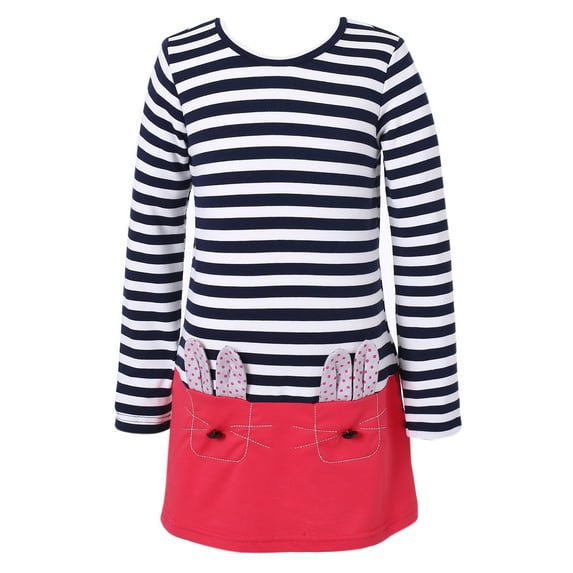 Richie House Girls' Striped Dress with Contrasting Bottom RH2181
