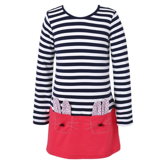 Richie House Girls' Striped Dress with Contrasting Bottom RH2181