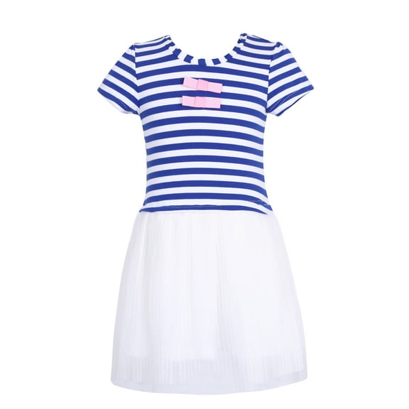 Richie House Girls' Striped Dress with Mesh Bottoms RH2754-A-3/4