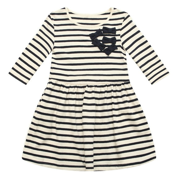 Richie House Girls' Striped Knit Dress with Matching Bows RH1672