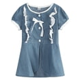 thumbnail image 1 of Richie House Girls' Striped Light Top with Lace Trim and Bow Accent RH0928, 1 of 2