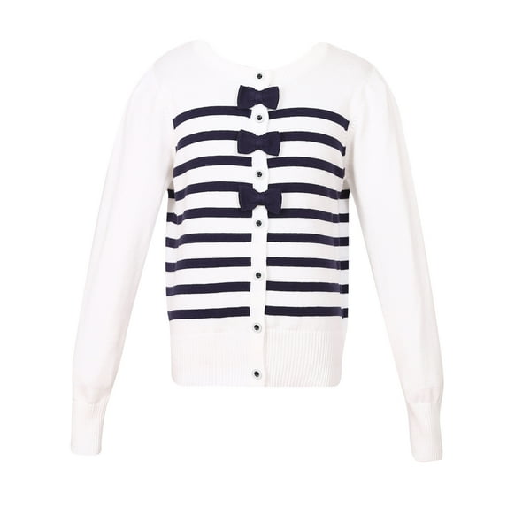 Richie House Girls' Striped Sweater Cardigan with Bow RH2438