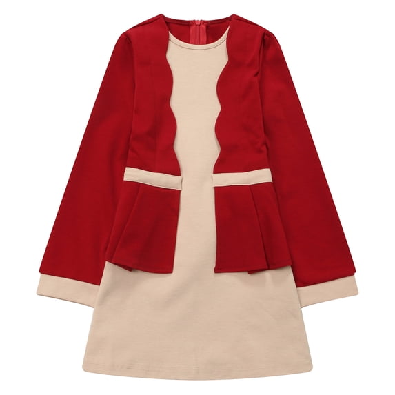 Richie House Girls' Stylish Dress in Contrasting Color RH1245