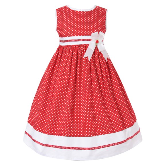 Richie House Girls' Summer Dress with Dots and Ribbon RH0317