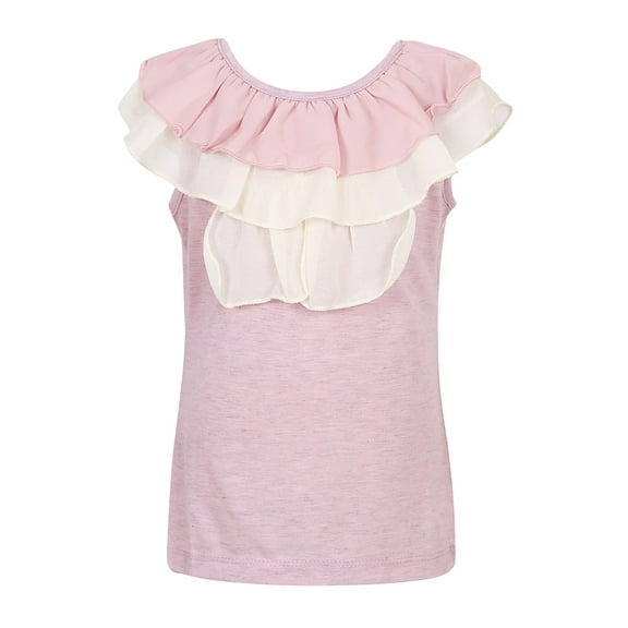 Richie House Girls' Summer T-shirt with Ruffled Collar RH2421