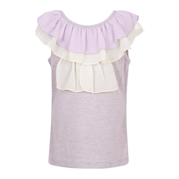Richie House Girls' Summer T-shirt with Ruffled Collar RH2421
