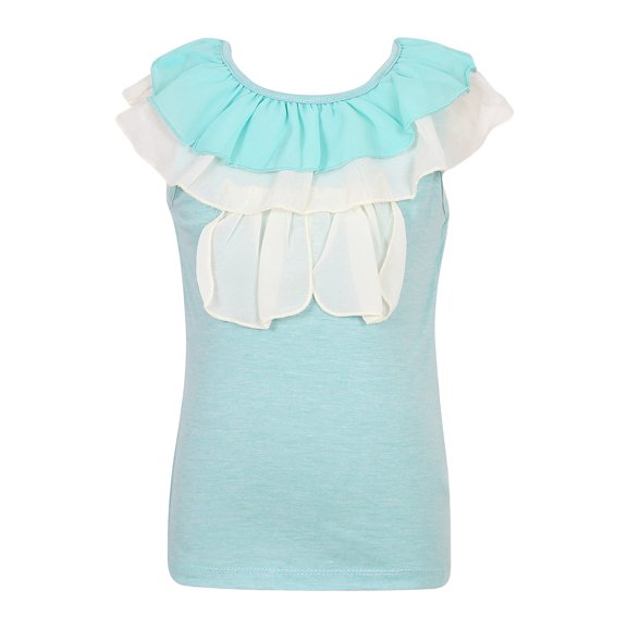 Richie House Girls' Summer T-shirt with Ruffled Collar RH2421