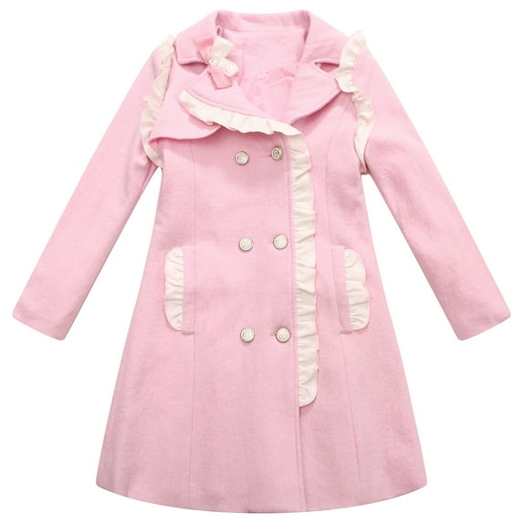 Richie House Girls' Sweet Jacket with Ruffles and Lapel Collar RH1463