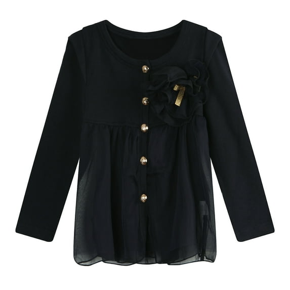 Richie House Girls' Sweet Knit Cardigan with Flower Accent RH1632