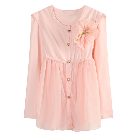 Richie House Girls' Sweet Knit Cardigan with Flower Accent RH1632