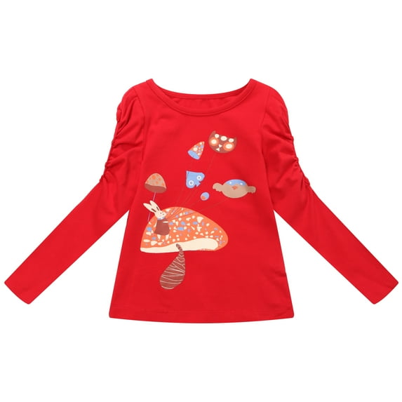 Richie House Girls' Sweet T-shirt with Mushroom Print RH0765