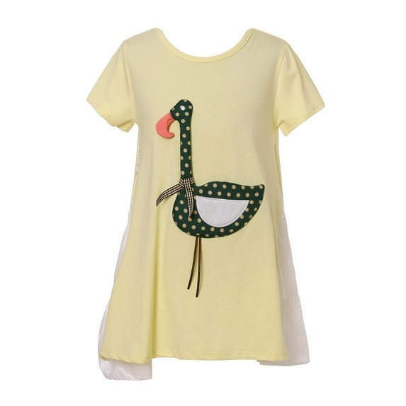 Richie House Girls' Sweet T-shirt with Swan Applique RH2281
