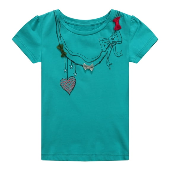 Richie House Girls' Tee with Styled Necklace and Bows RH0659