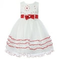 thumbnail image 1 of Richie House Girls White Red Floral Embroidered Layered Dress 7/8, 1 of 7