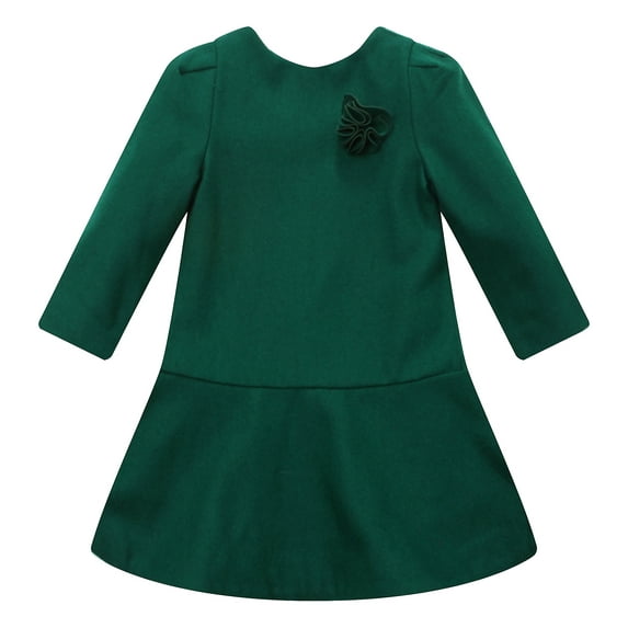 Richie House Girls' Woolen Dress with Flower Brooch RH1207