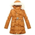 thumbnail image 1 of Richie House Girls Yellow Fur Hood Belt Padded Winter Jacket 10, 1 of 2