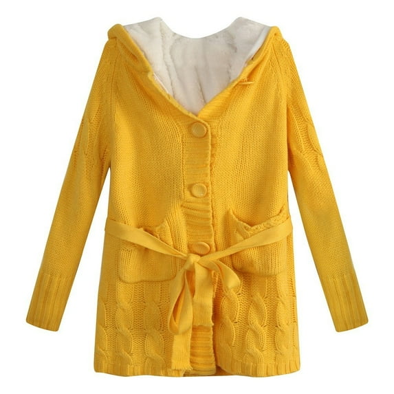 Richie House Girls Yellow Short Floss Lining Cardigan Sweater 10